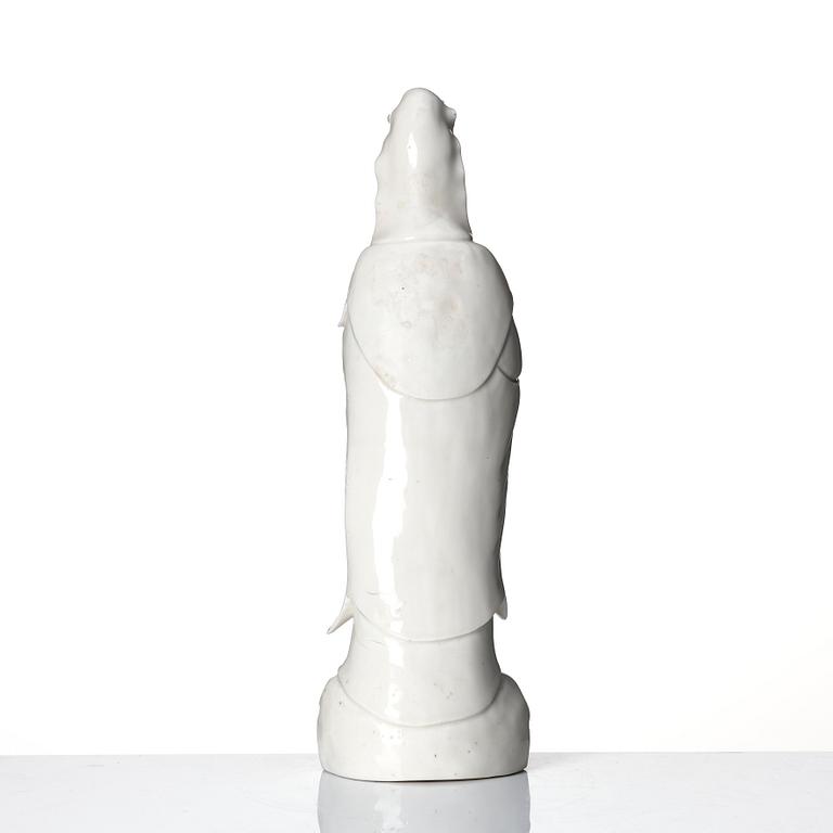 A Chinese blanc de chine figure of Guanyin, Qing dynasty, 19th Century.