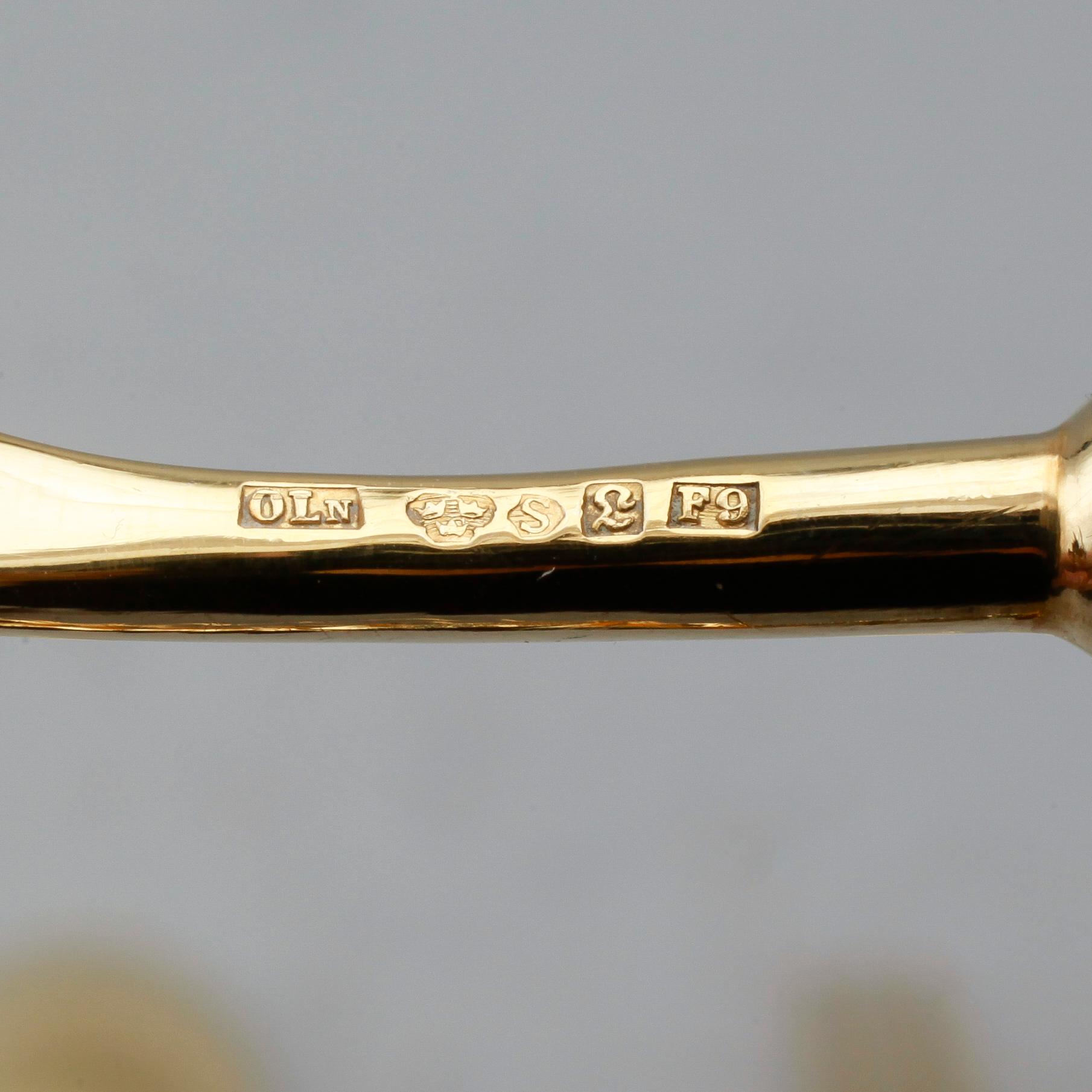 BESTICK, 21 delar, förgyllt silver, 1959. Vikt ca 614 gram.