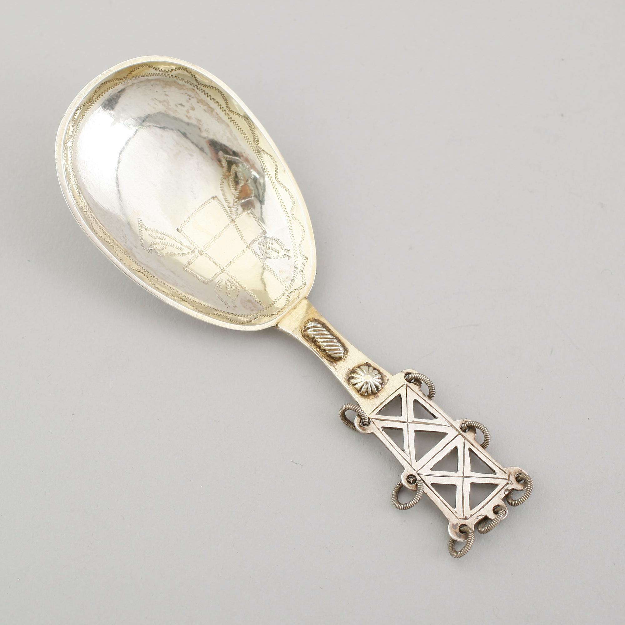 SKED, silver, Olof Forsberg, Luleå 1815. Vikt ca 33 gram.