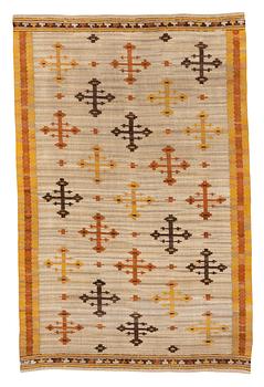 Märta Måås-Fjetterström, a drape, "Gula Dubbelkorset", flat weave, ca 235,5-239 x 154-155,5 cm, signed MMF.