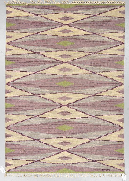 Anna-Greta Sjöqvist, "Lila diagonalen" flat weave, ca 244 x 172 cm, signed AGS.