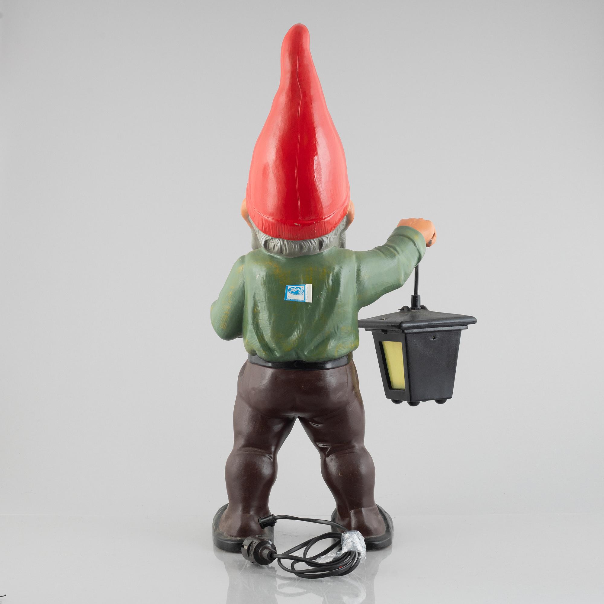 Gnome with lantern, earthenware, Heissner, West Germany, second half of the 20th century.