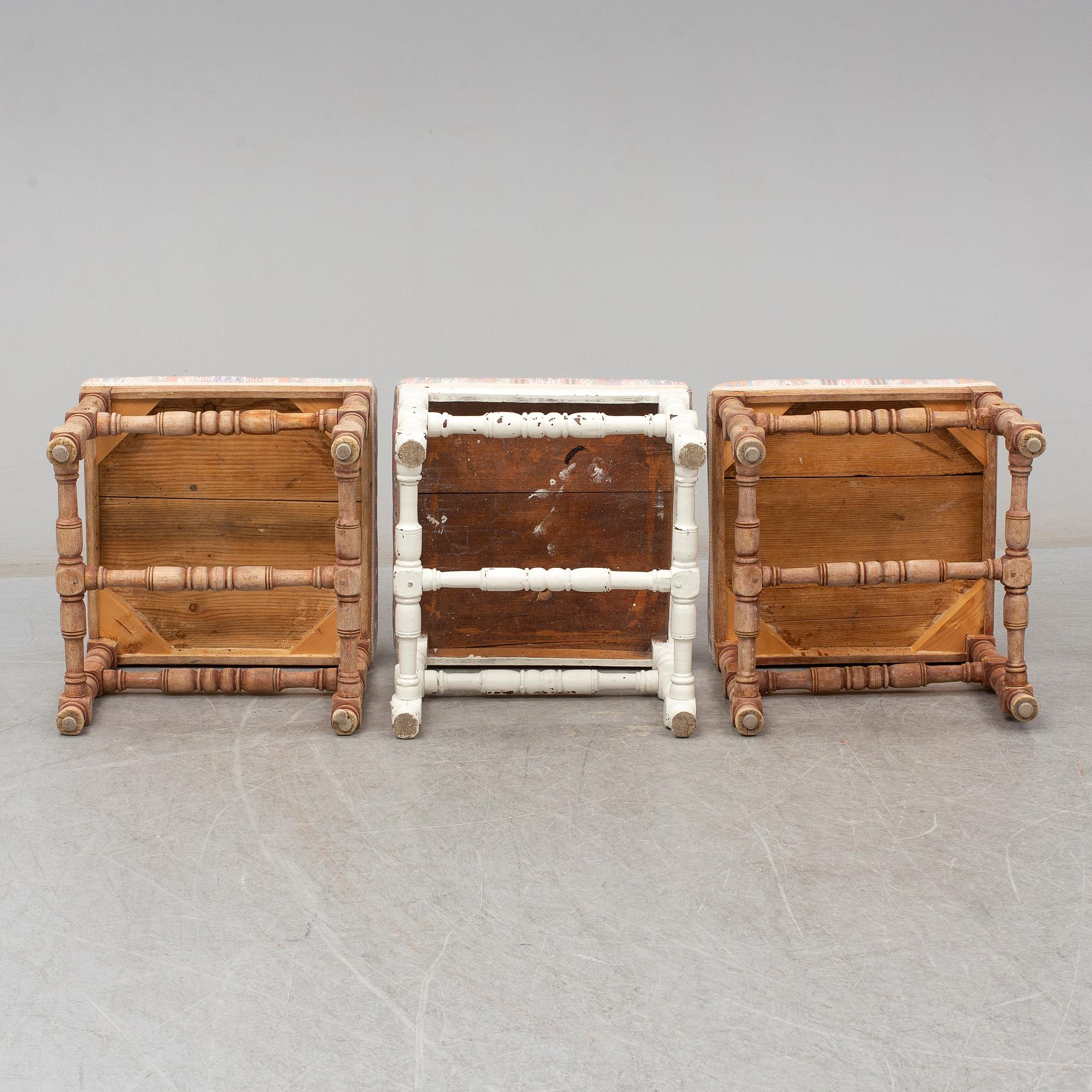 A set of three 18th century  Baroque stools.