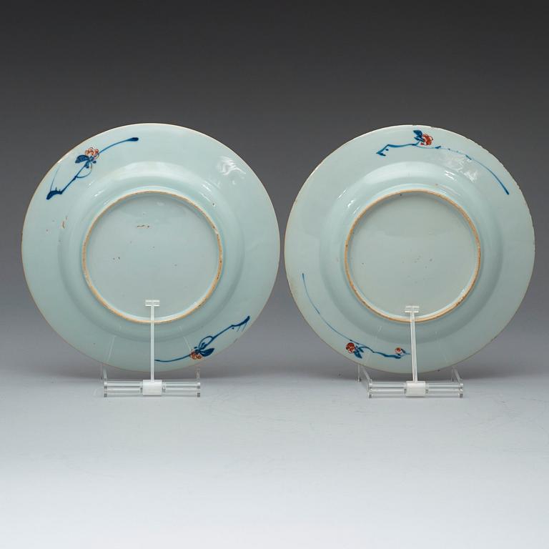 A pair of doucai dishes decorated with mandarin ducks and the eight immortals, Yongzheng (1723-1735).