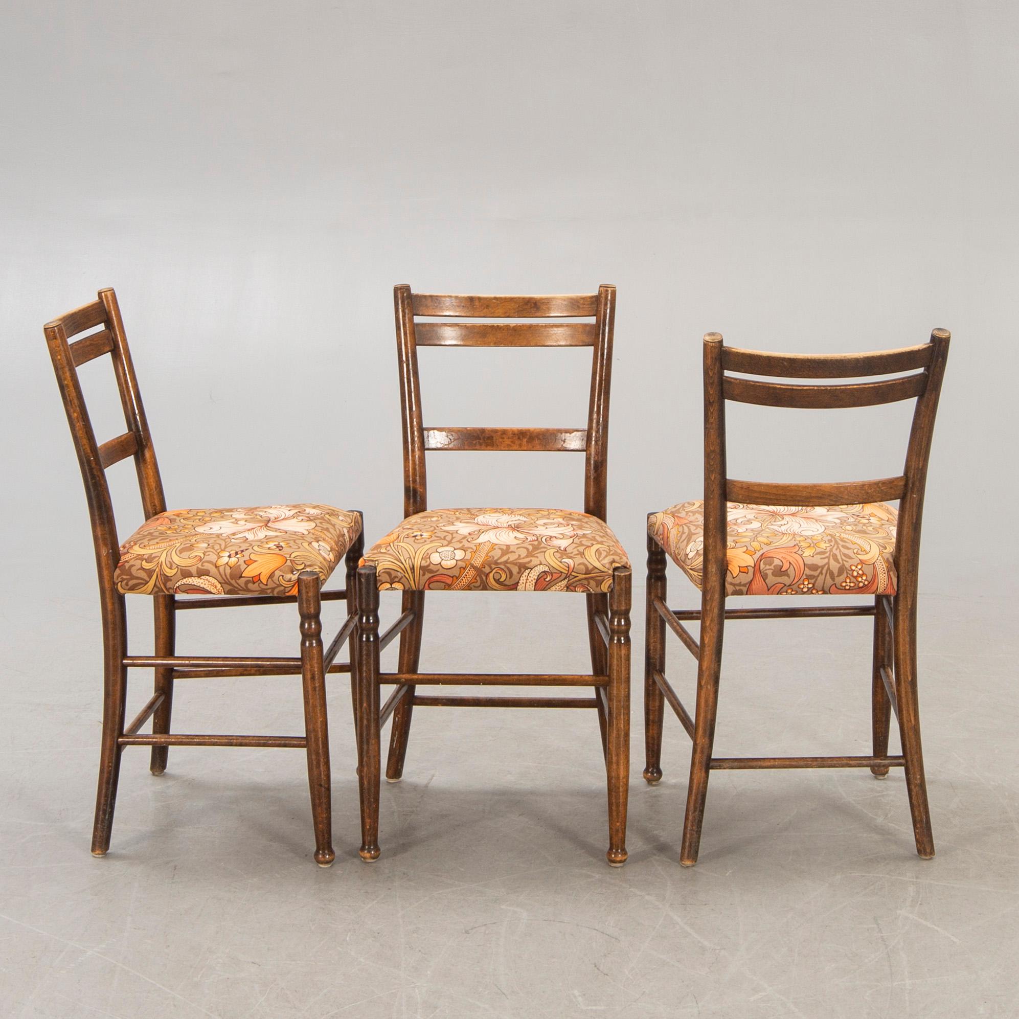 A set of six early 1900s chairs.