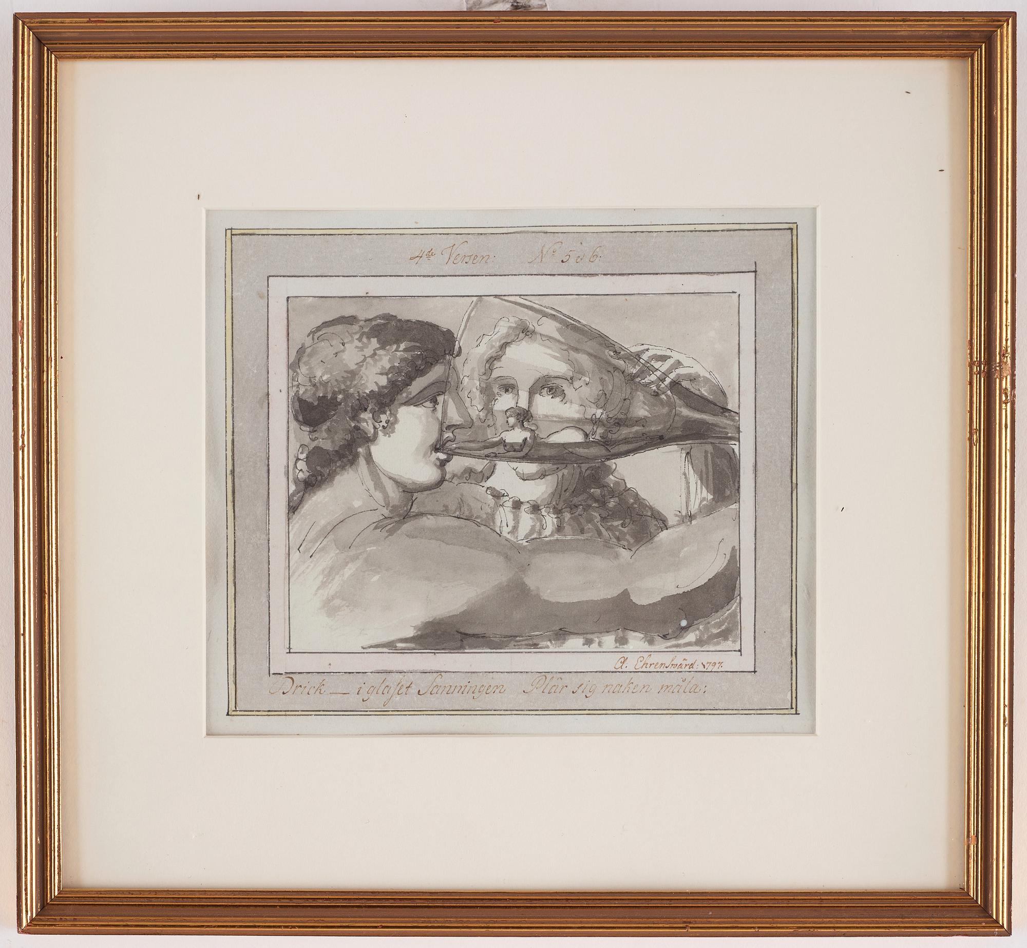 Carl August Ehrensvärd, "Goda gosse, glaset töm". Illustrations for drinking songs, 24.