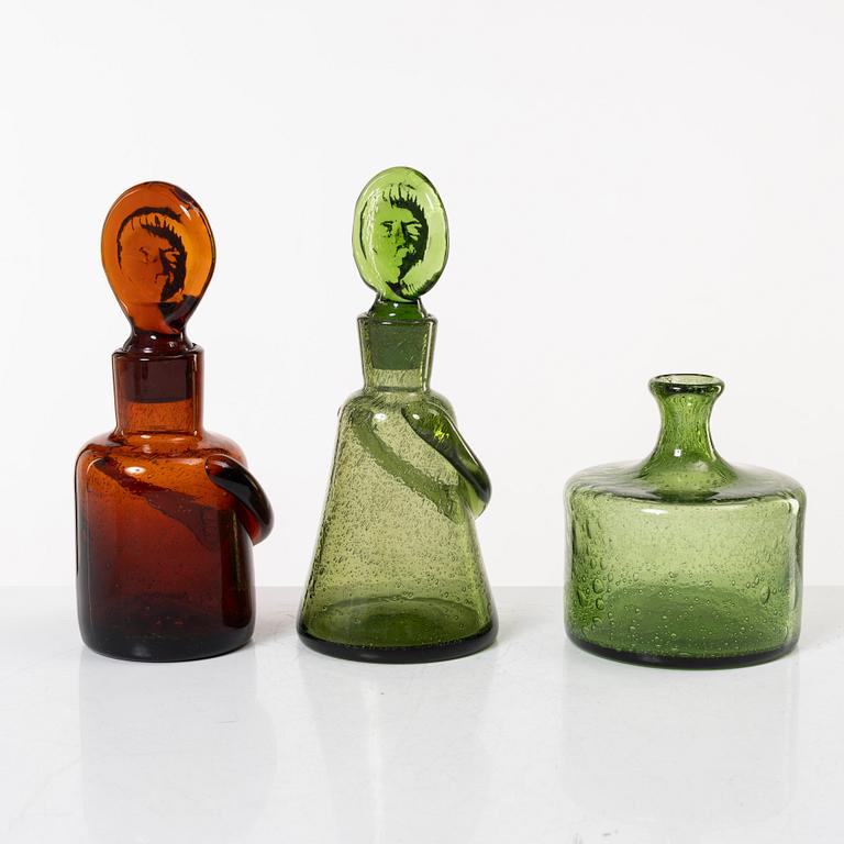 Erik Höglund, karaffer, 2 st, samt vas, Boda.
