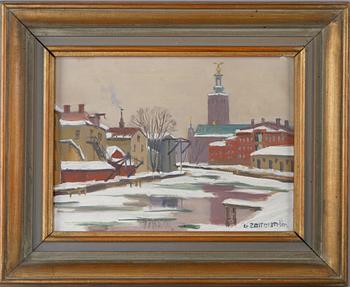 GUNNAR ZETTERSTRÖM, olja på pannå, sign.