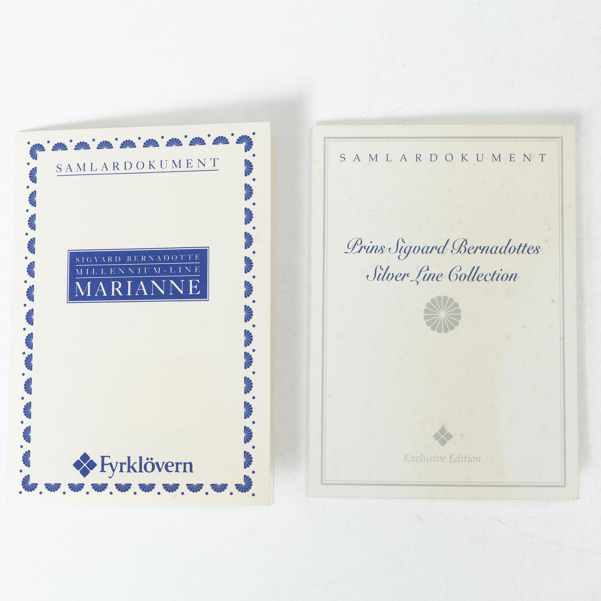 Sigvard Bernadotte, mat- och kaffeservis, 185 delar, "Millennium-line Marianne", Christineholm, Fyrklövern.