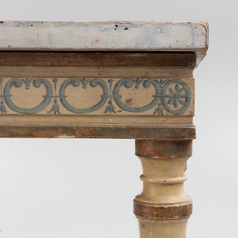 A late Gustavian white-painted and gilt console table, late 18th century.