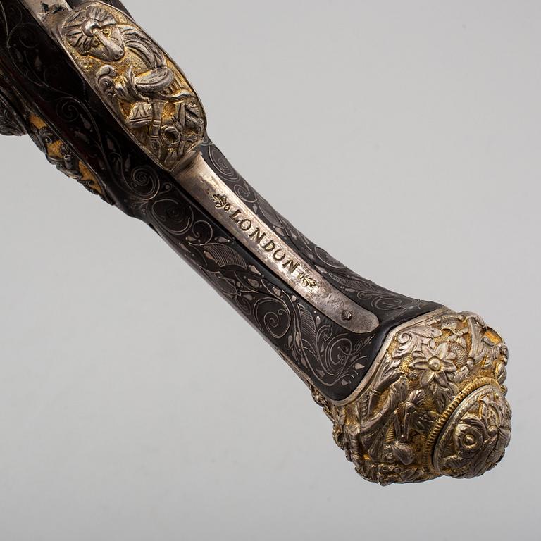 FLINTLÅSPISTOLER, ett par, signerade Jalabert Lamotte (?).