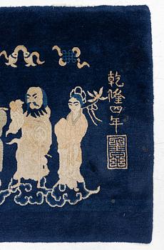 A Chinese 'immortals' carpet, Baotou, Measure: approx. 75 x 185 cm.