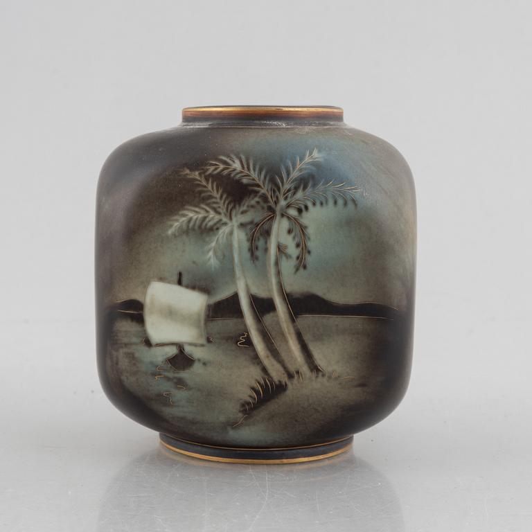 Gunnar Nylund, vas samt fat, "Flambé", Rörstrand-Lidköping, 1930-40-tal.