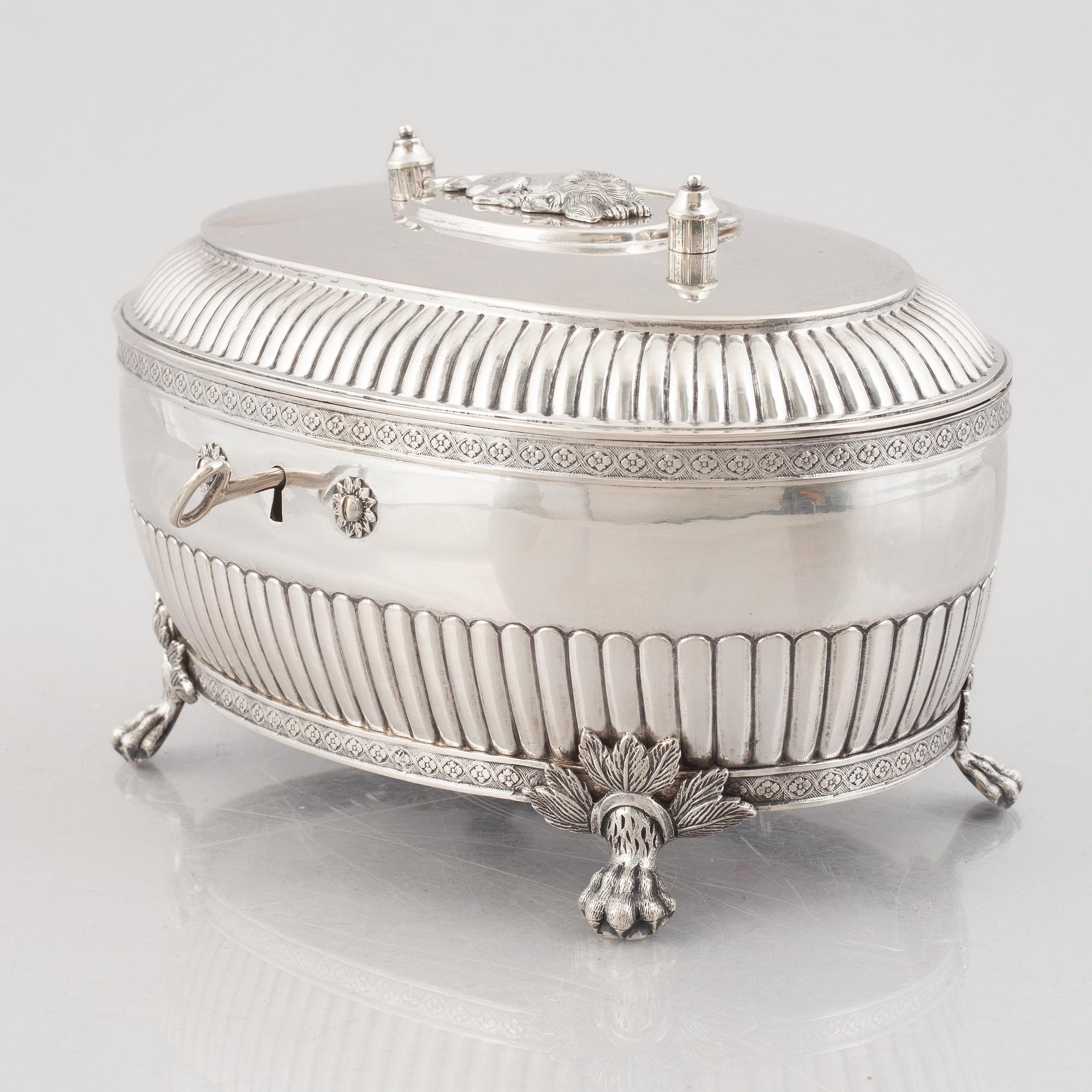 A Swedish silver sugar box, marks of Johan Carlsson, Norrköping 1834.