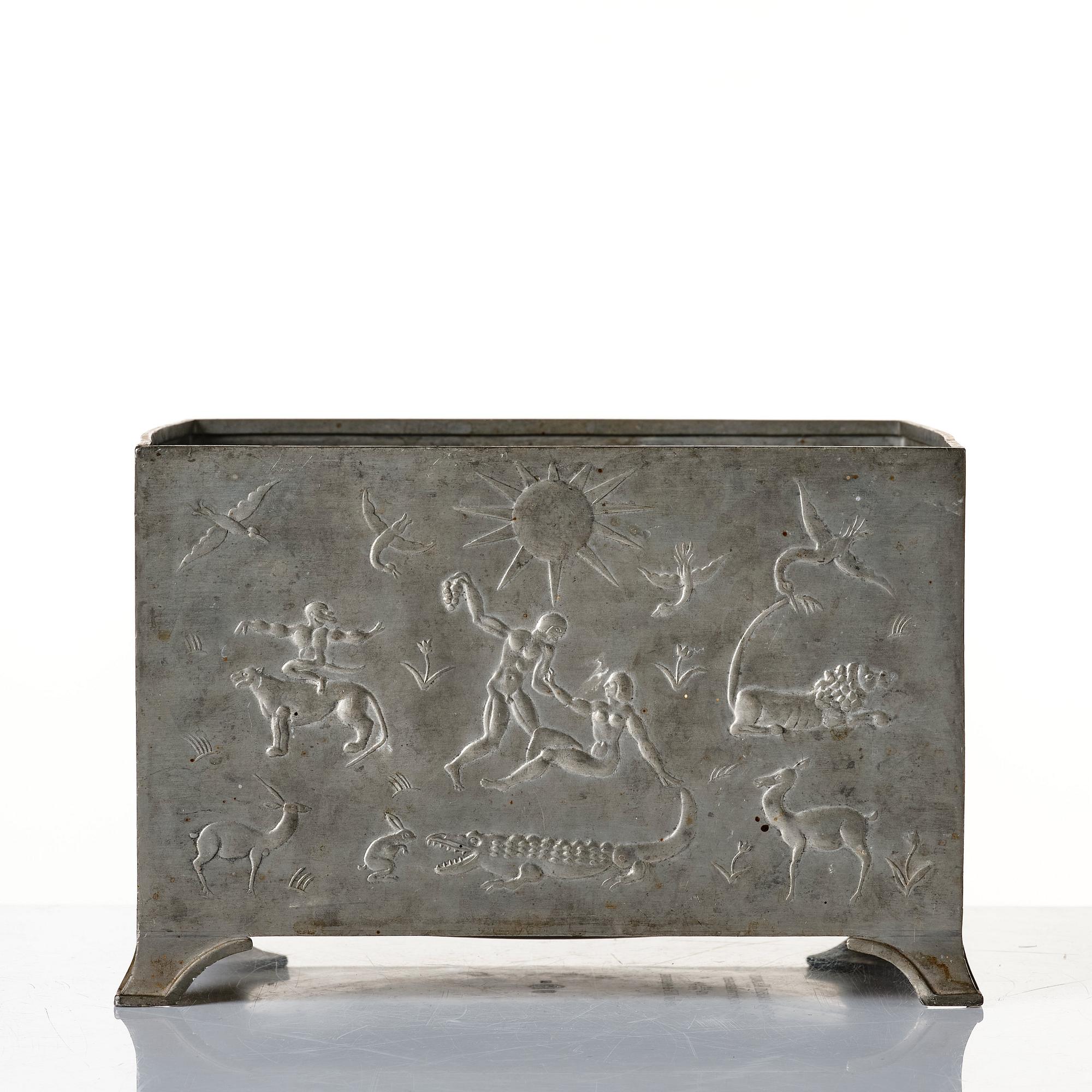 Nils Fougstedt, a pewter jardiniere, Svenskt Tenn, Stockholm, Sweden 1928.