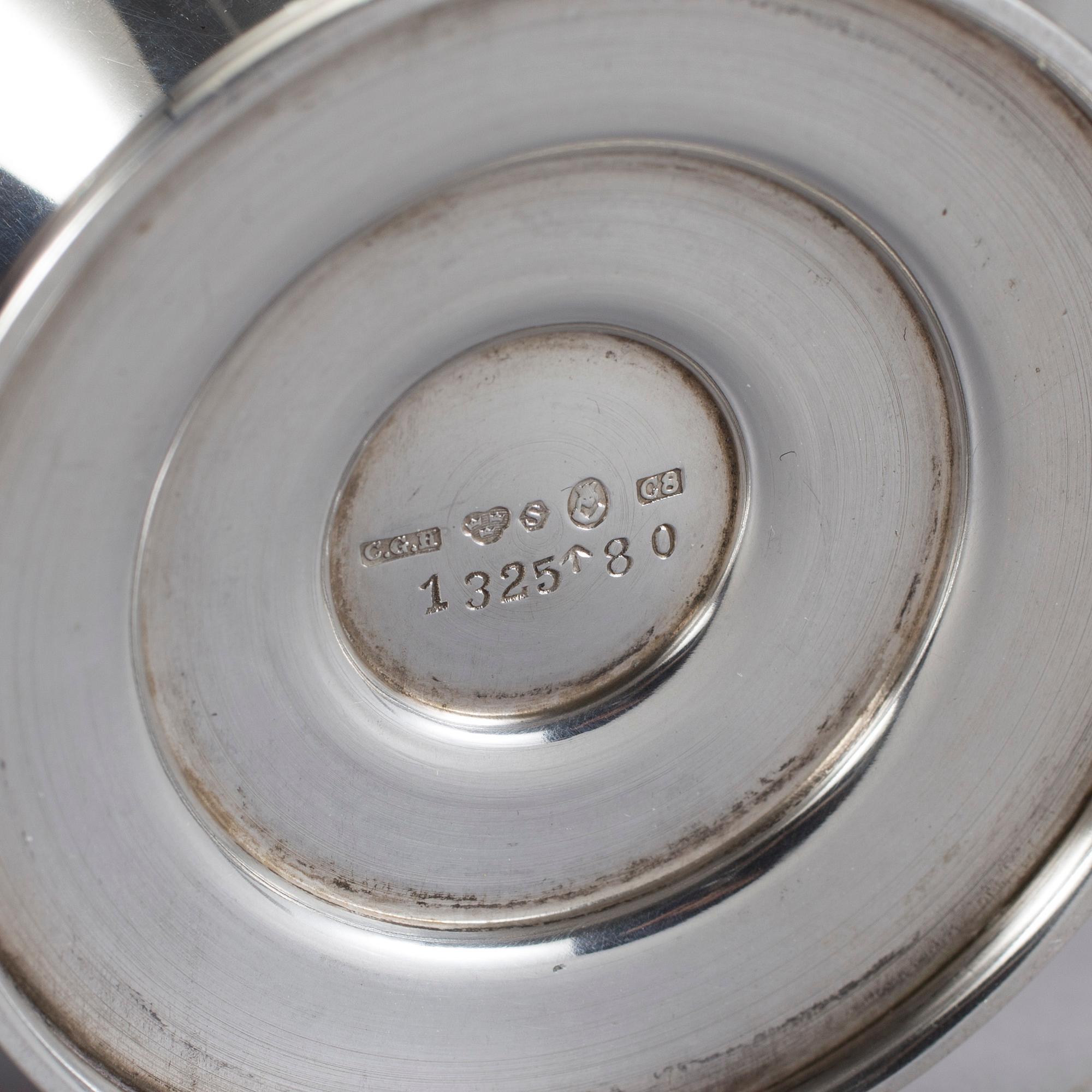 PARTI SILVER, 4 delar, bland annat CG Hallberg, 1900-tal.  Vikt ca 1160 g.