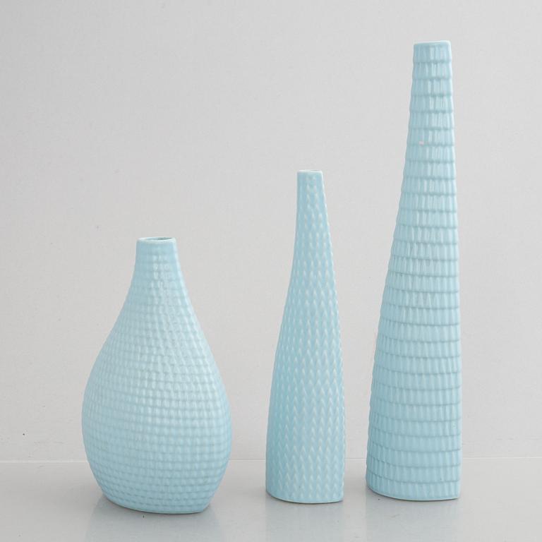 Stig Lindberg, a set of five stoneware "Reptile" vases & bowls, Gustavsberg, 1953-63.