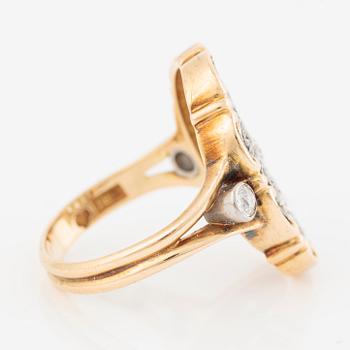 Ring, 18K gold set with round brilliant-cut and old-cut diamonds, STN, Norrköping 1954.