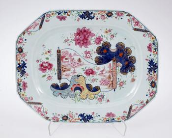 A set of six parts in famille rose  "pseudo tobacco leaf', Qing dynasty, Qianlong (1736-95).