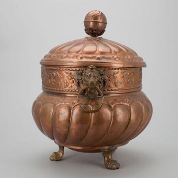 SKÅL samt LOCK, koppar, sekelskiftet 1800/1900.