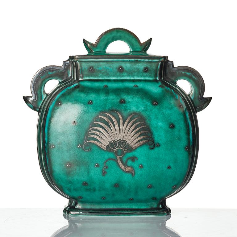 Wilhelm Kåge, a stoneware 'Argenta' urn with cover, model 935, Gustavsberg, Sweden, 1934.