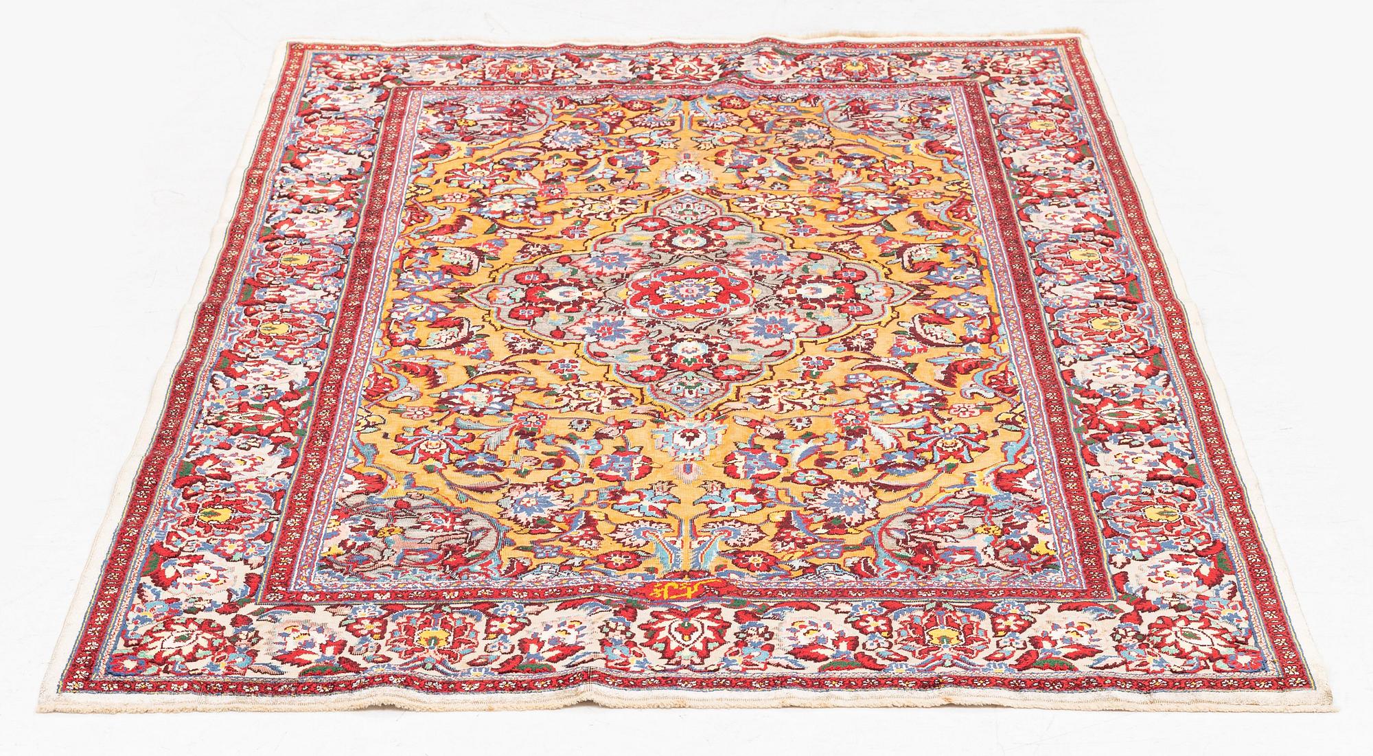 A semi-antique silk Souf Kashan, signed, c. 176 x 118 cm.
