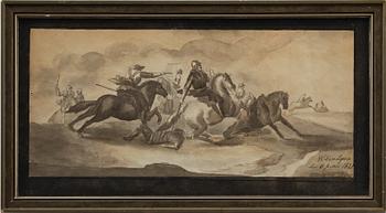 OKÄND KONSTNÄR, sepialavering, signerad W Lindgren och daterad 1821.