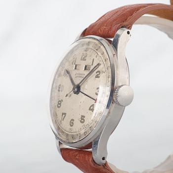 E. GÜBELIN, Lucerne, "Triple Date", wristwatch, 34 mm.