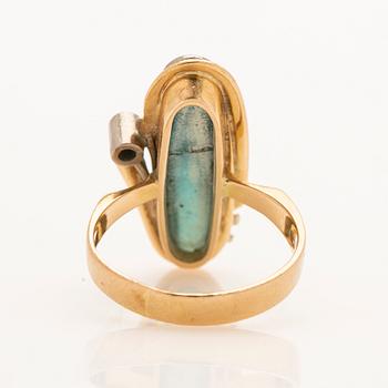 Ring, 18k med turmalin och briljant, Anders Molin Ädelsmedja, 1991.