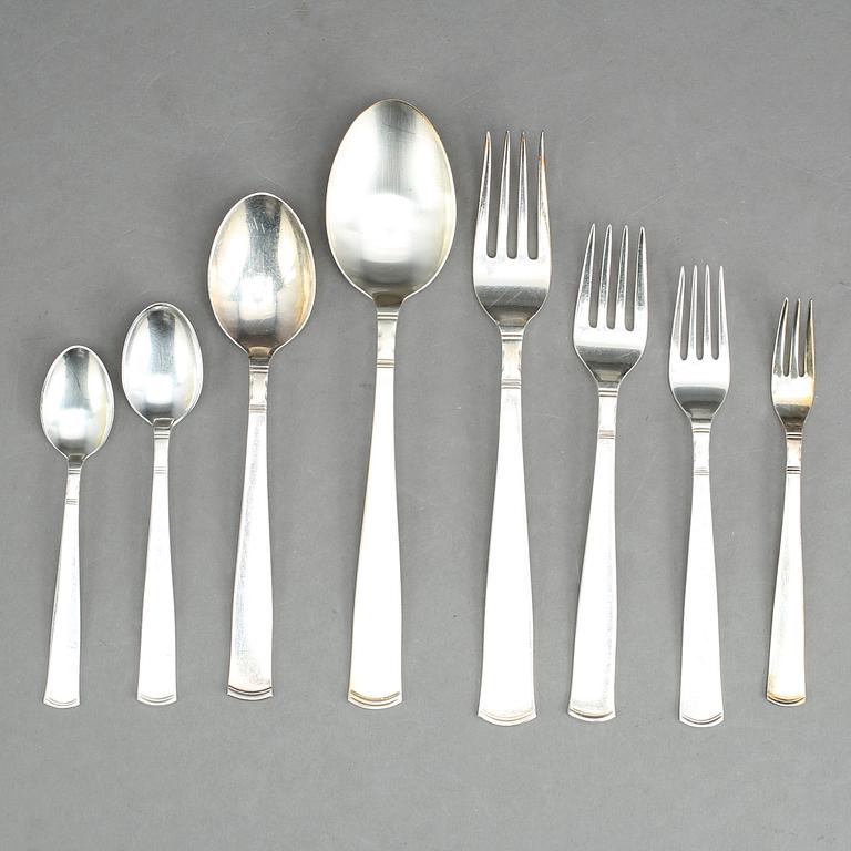 BESTICKSERVIS, 99 delar, "Rosenholm", Guldsmedsaktiebolaget GAB, Stockholm, mestadels 1964-1966. Vikt ca 3035 gram.