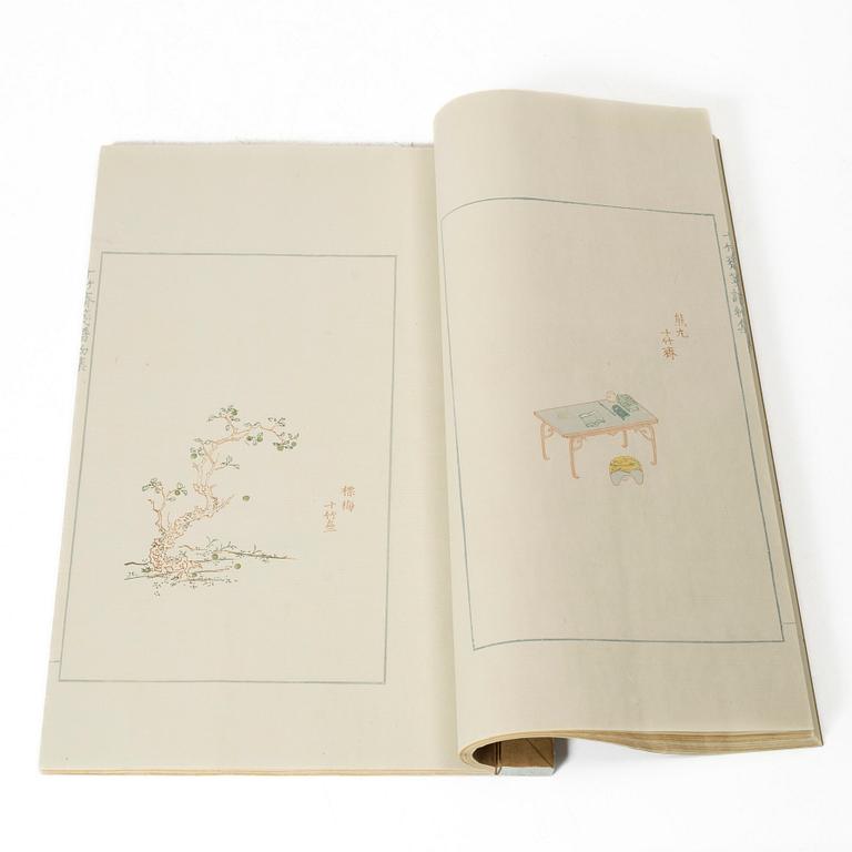 十竹齋書畫譜 四開 木版畫 A complete collection of Ten-Bamboo Studio decorative letter papers, Rongbaozhai in Beijing in 1952.