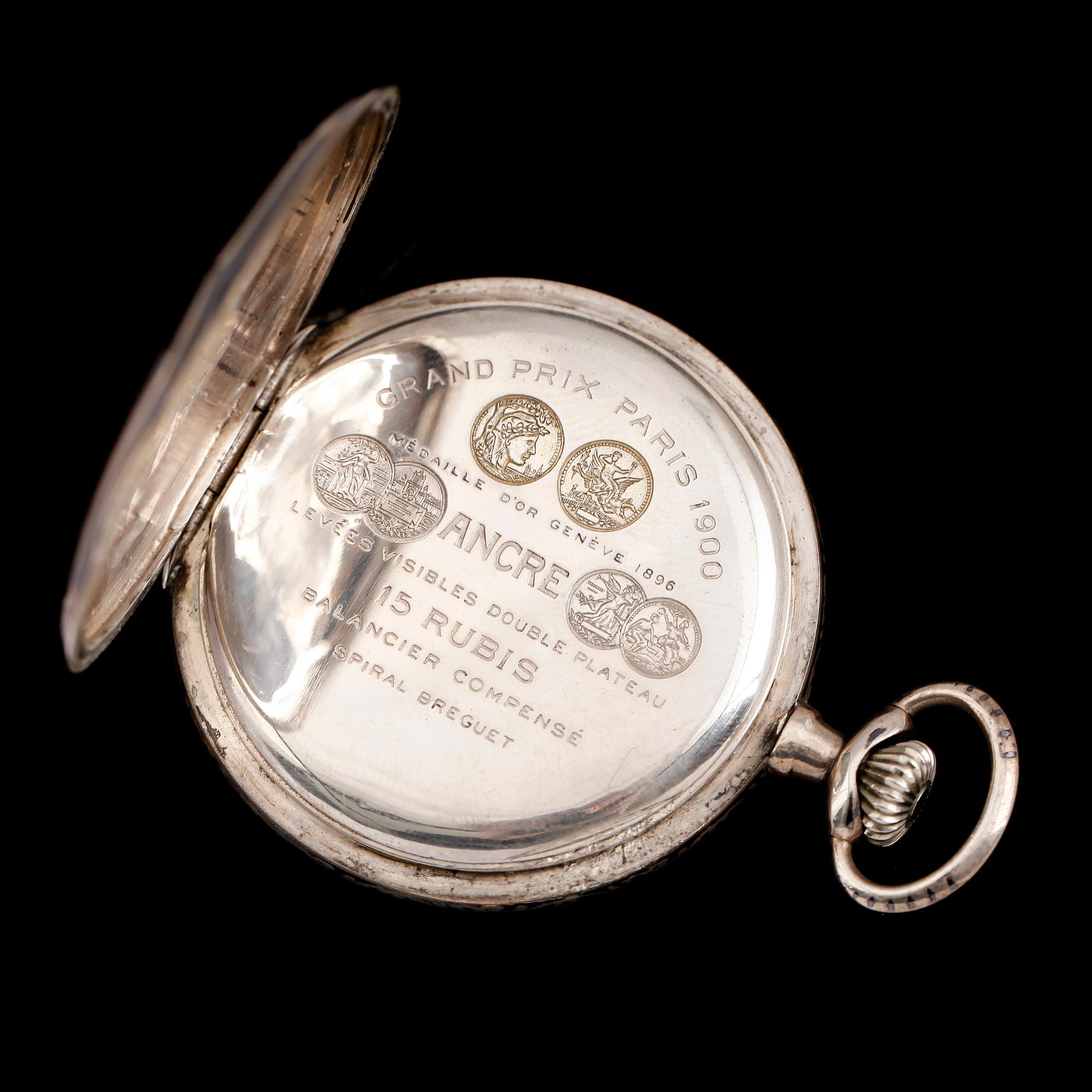 FICKUR, silver, Zenith, omkring år 1900.
