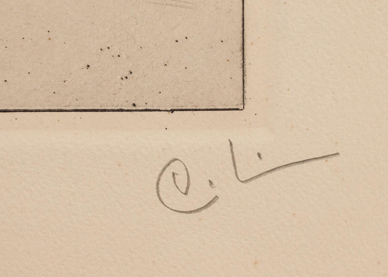 CARL LARSSON, etsning. Monogramsignering.