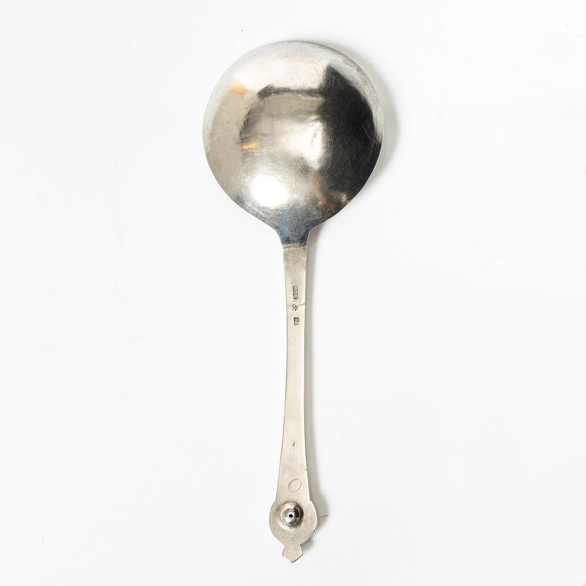 A Swedish silver spoon, marks of Lars Löfgren, Hudiksvall 1793.
