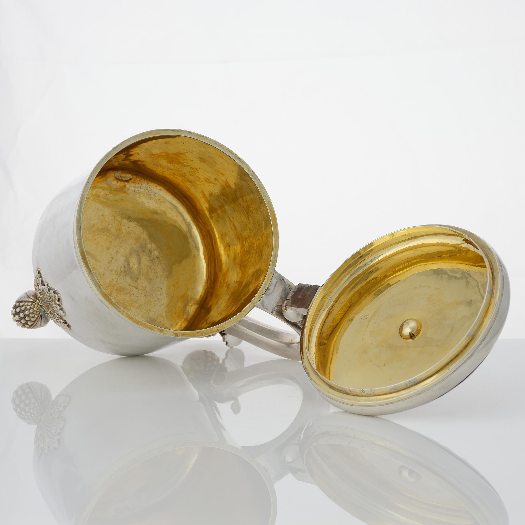 Hans Richter, dryckeskanna, silver, Stockholm (1661-1695 (1711-), före 1689. Barock.