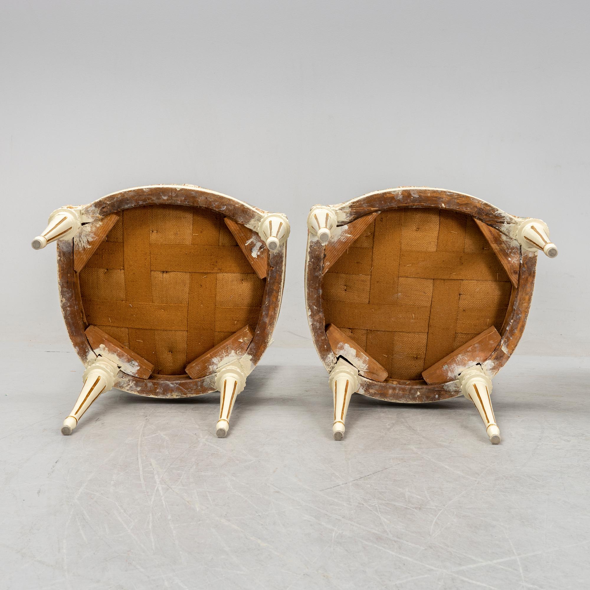 A set of four Gustavian chairs, second half of the 18th Century.