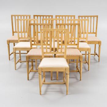 A set of ten Gustavian style chairs, mid 20th Century.