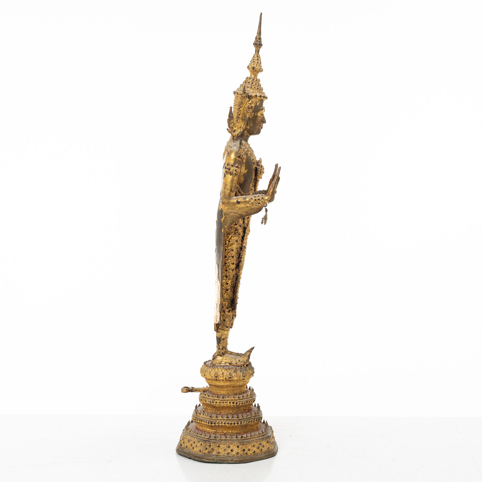 A gilt bronze buddha, Bangkok, Thailand, 1900s.