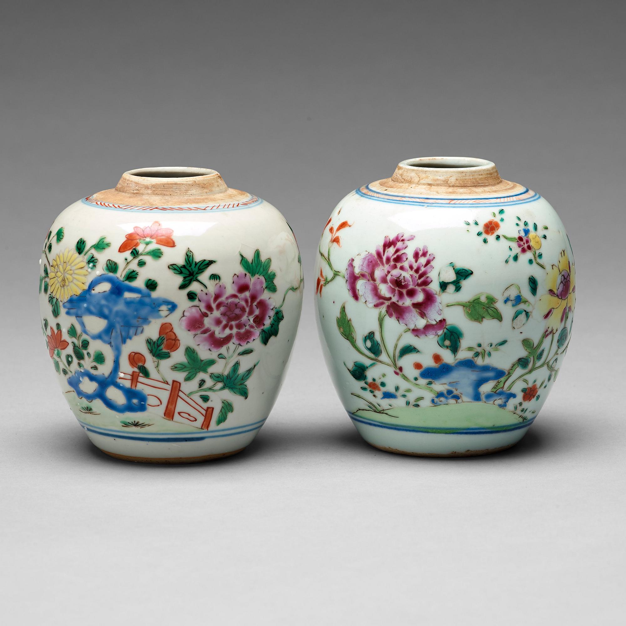 Two famille rose caddies, Qing dynasty, 18th century.