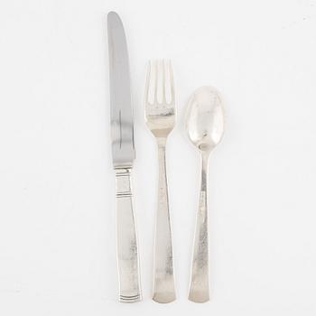 Jacob Ängman, a 31-piece Swedish silver cutlery, model 'Rosenholm', bearing the mark of GAB, including Eskilstuna, 1970.