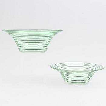 Jacob E Bang, A 14 piece glass service, Broksø, Holmegaard, Denmark, first half of the 20th Century.