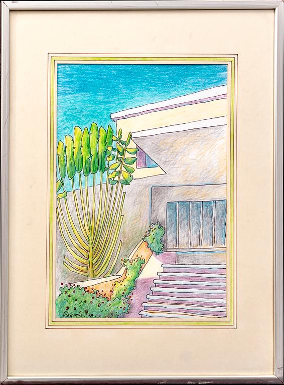 Sigvard Bernadotte, mixed media signerad  och daterad 89.