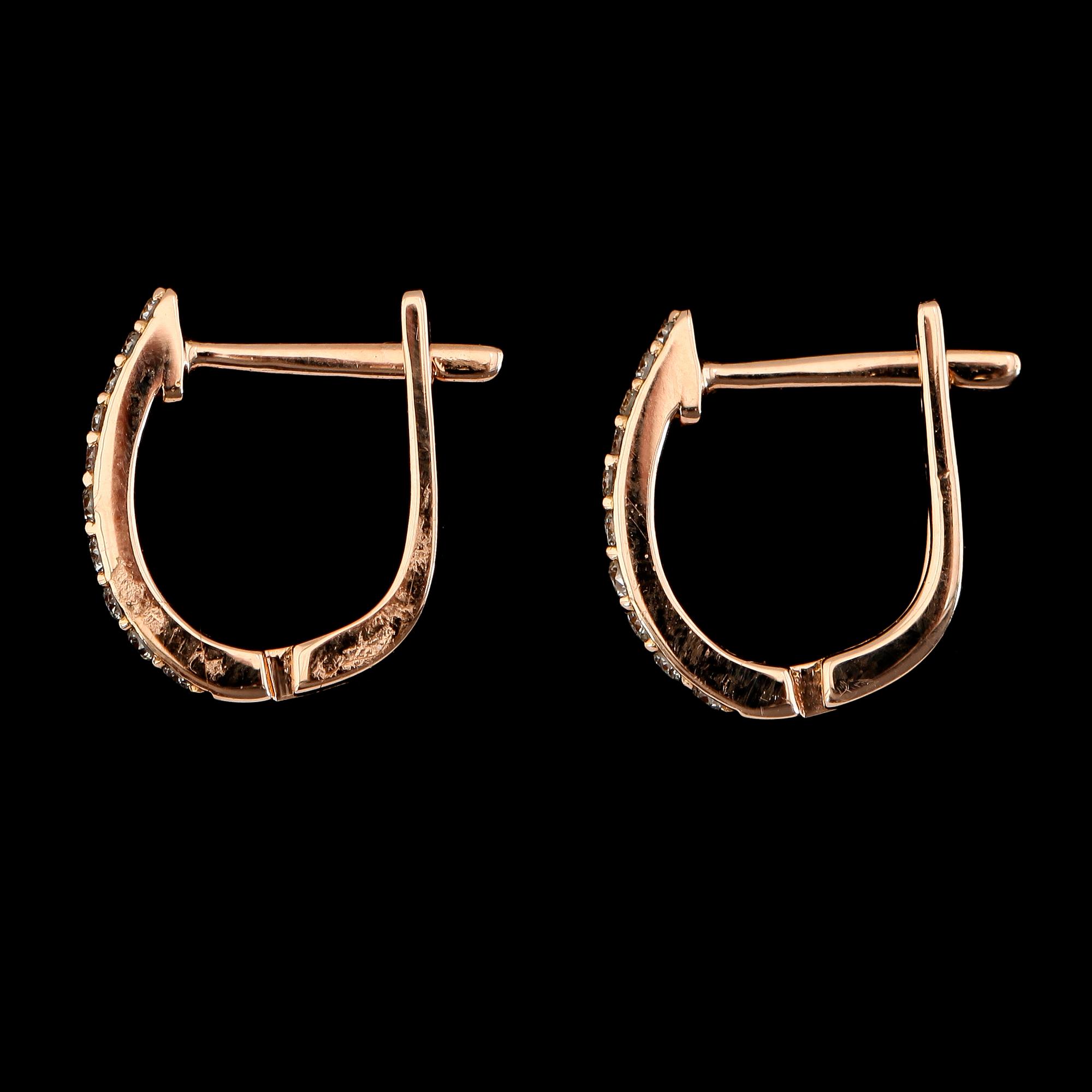 ÖRHÄNGEN, 1 par, 18K roséguld, diamanter tot ca 0.15 ct.