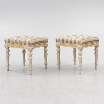 A pair of Gustavian style stools, 19th century.