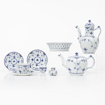 Royal Copenhagen, A 'Blue Fluted Half Lace" 30 pieces breakfast service, 'Musselmalet', partly 1889-1922 but also post 1923.