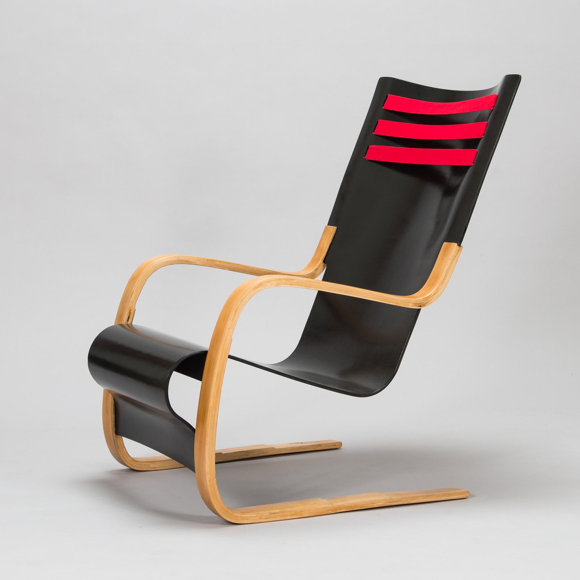 Alvar Aalto, nojatuoli, "High back chair ", O.Y. Huonekalu-ja Rakennustyötehdas A.B. 1930-luvun alku.