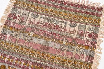 Wall hanging, Egyptian style, jacquard woven around 1900, approx. 185 x 120 cm.