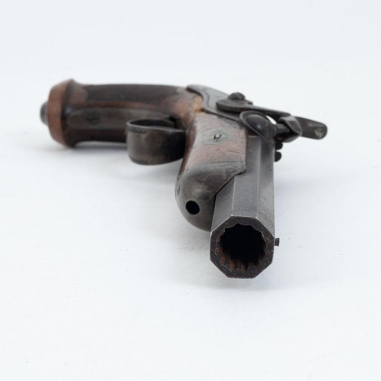 A mid 19th Century rifled percussion pistol.