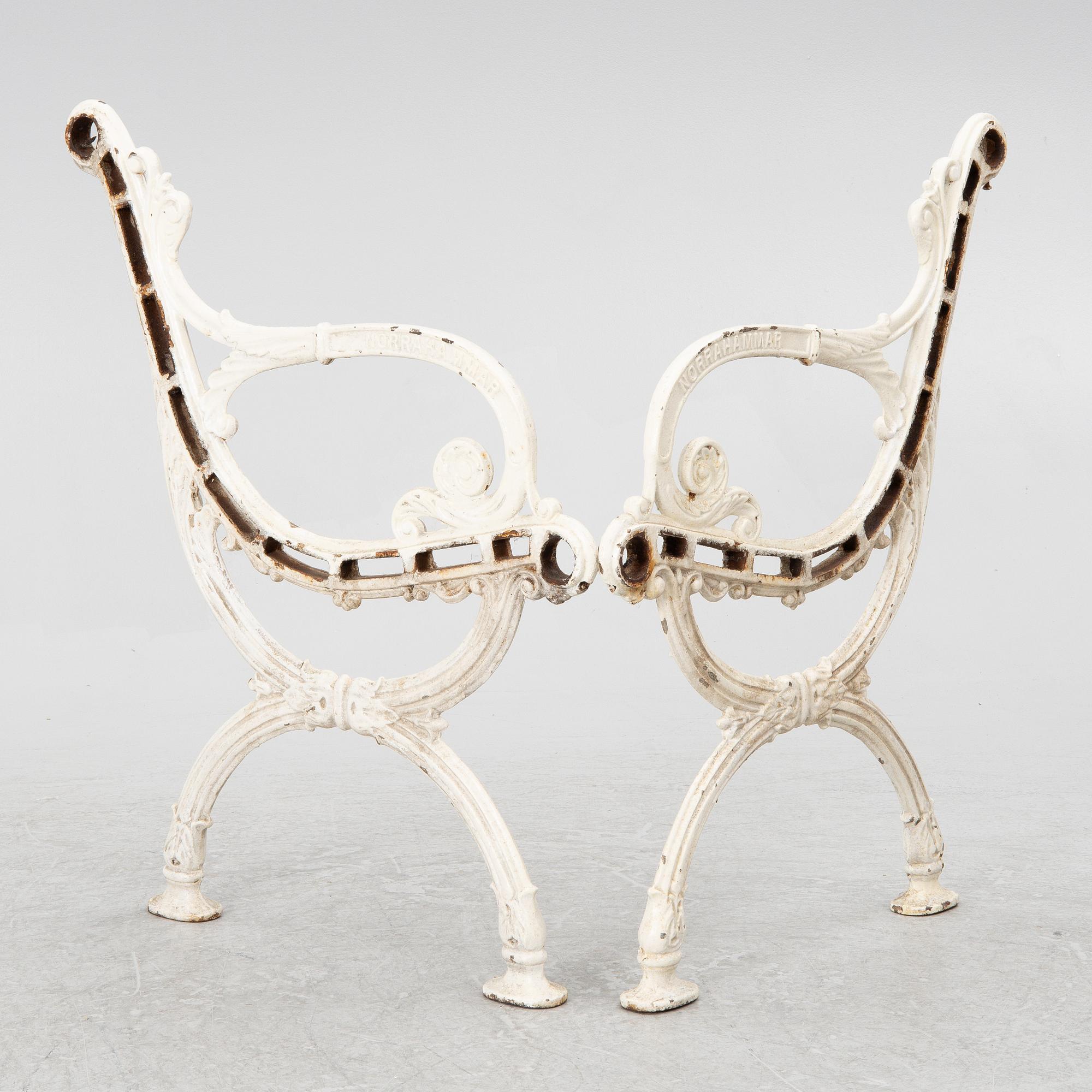Ends for a garden bench, Norrahammar, 20th century.