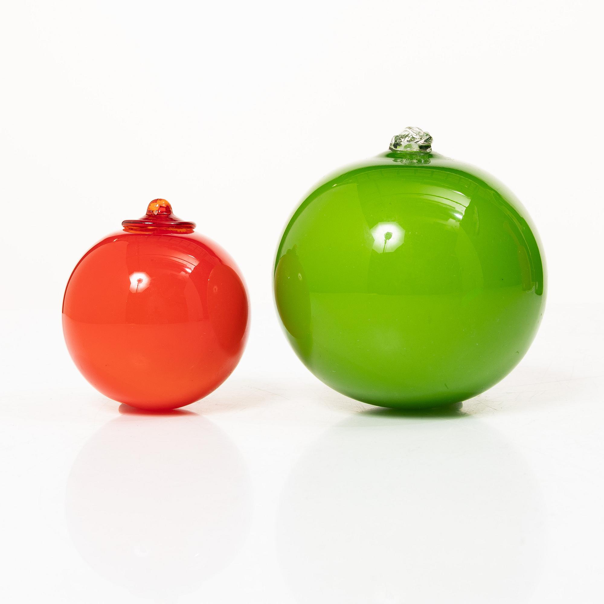 Otto Brauer, & Michael Bang, two glass decanters, Holmegaard, Denmark, 1960's/70's.